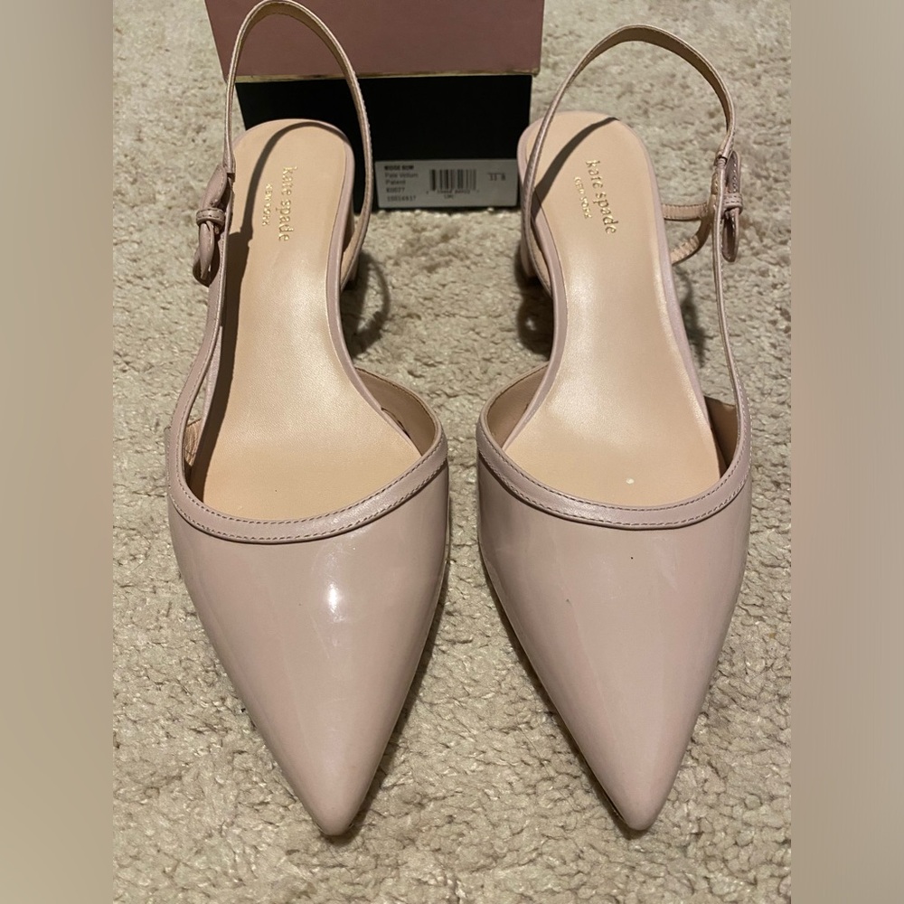 Kate Spade New York Midge Bow Leather Block Heel Sling Pumps Size 11